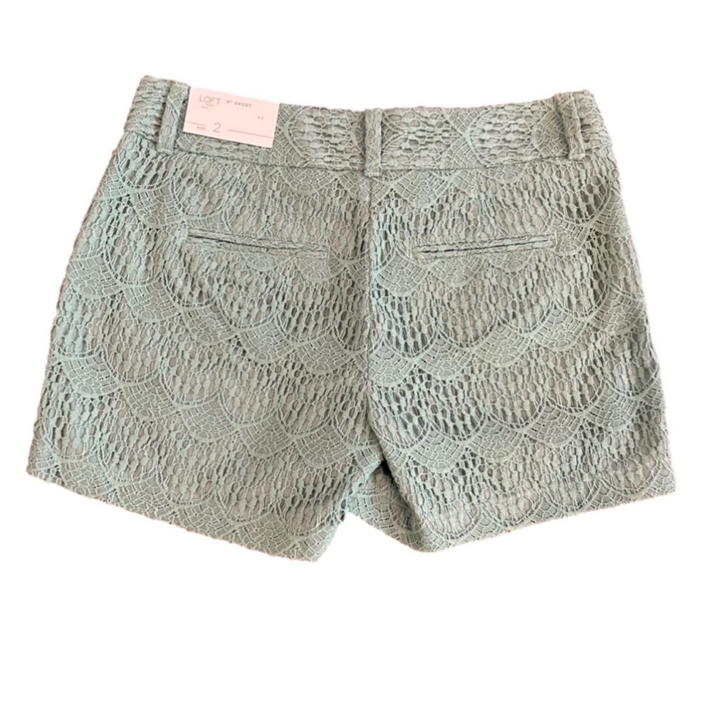 LOFT Lace Overlay Shorts in Sage Green NWT - Picture 9 of 10